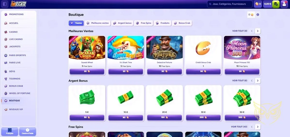 Section paris sportifs du casino Spinbara