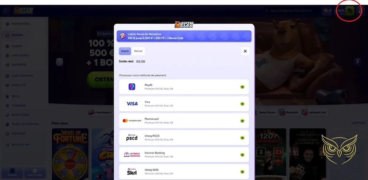 Illustration du bonus premier dépôt Spinbara Casino