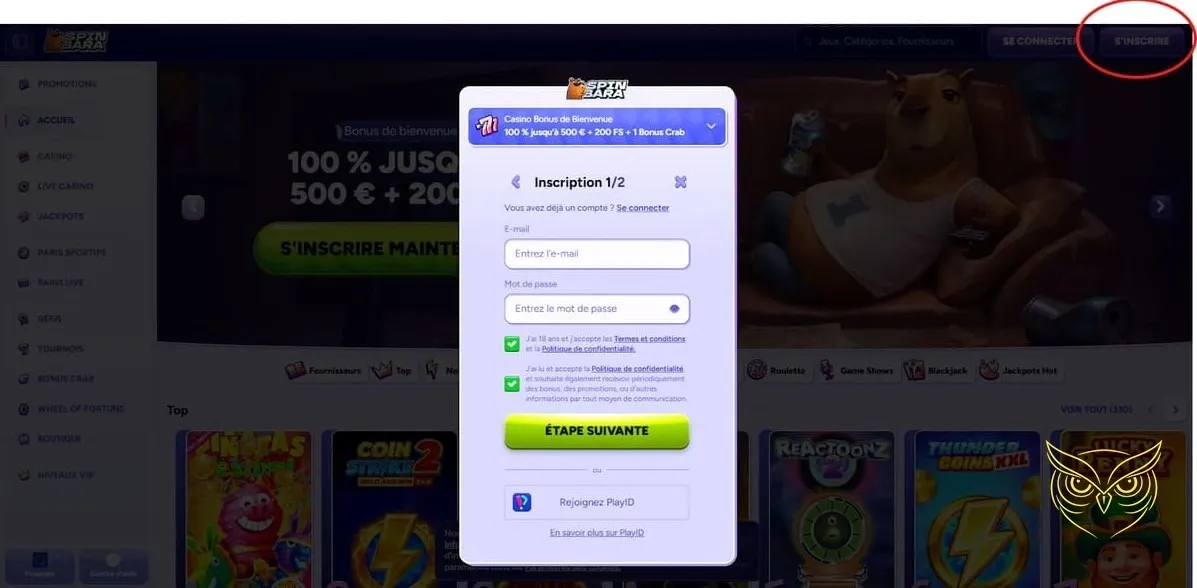 Section promotions du casino Spinbara