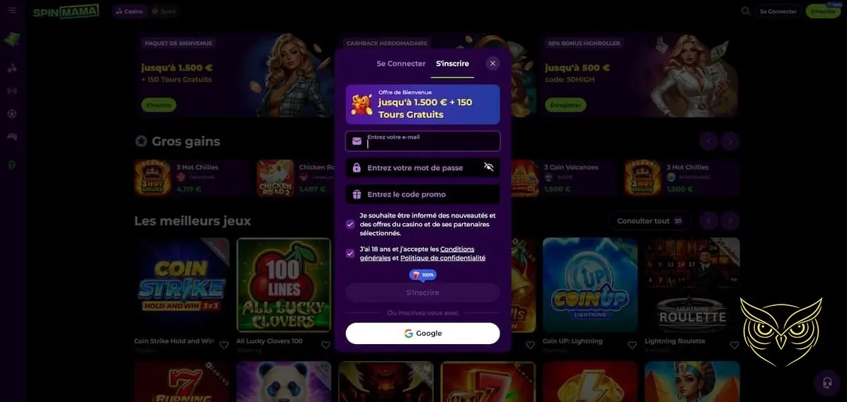 Promotion du bonus sport SpinMama Casino