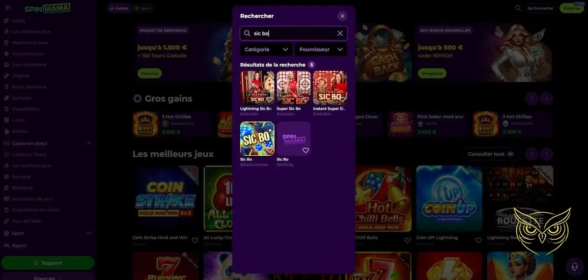 Programme de fidélité du casino SpinMama