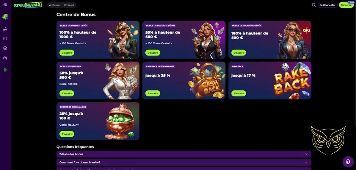 Capture d'écran du Live Casino SpinMama