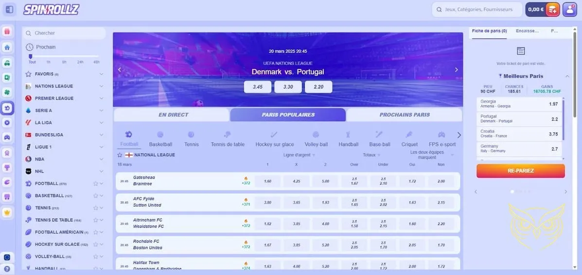 Vue de la boutique du casino Spinrollz