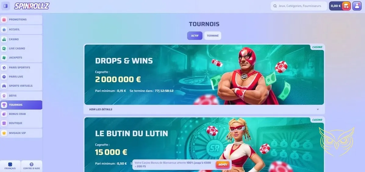 Formulaire d'inscription au casino Spinrollz