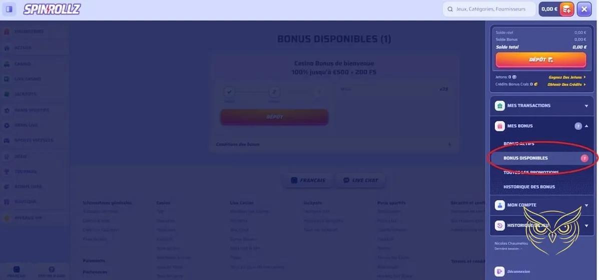 Icône de la section jackpots Spinrollz