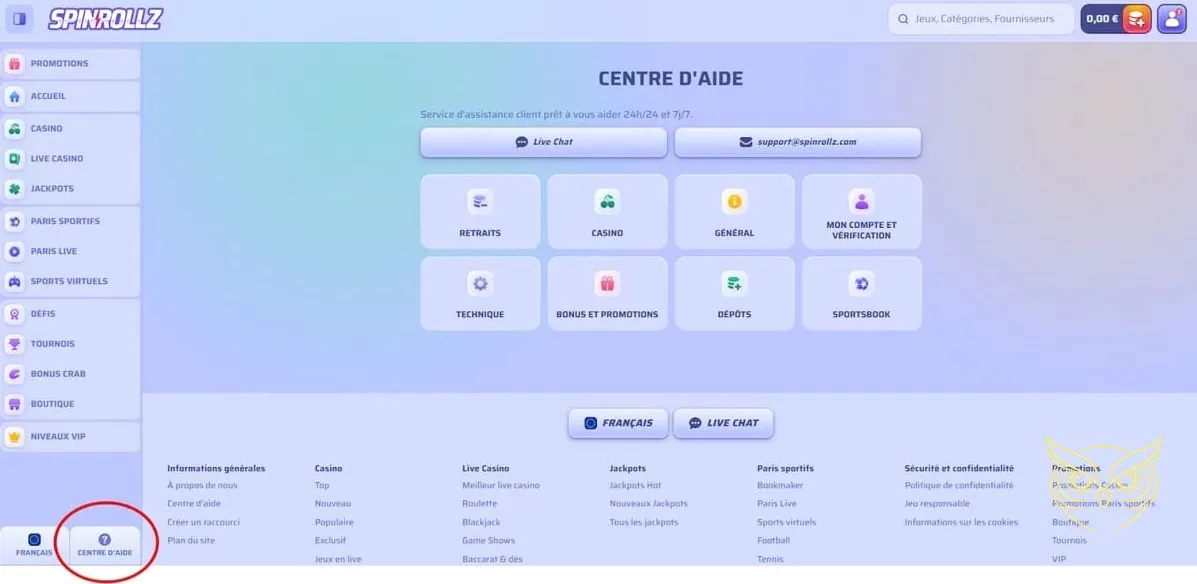 Offre de bonus de bienvenue Spinrollz
