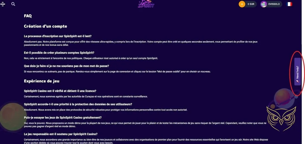 Vue d'ensemble du casino en direct Spin Spirit