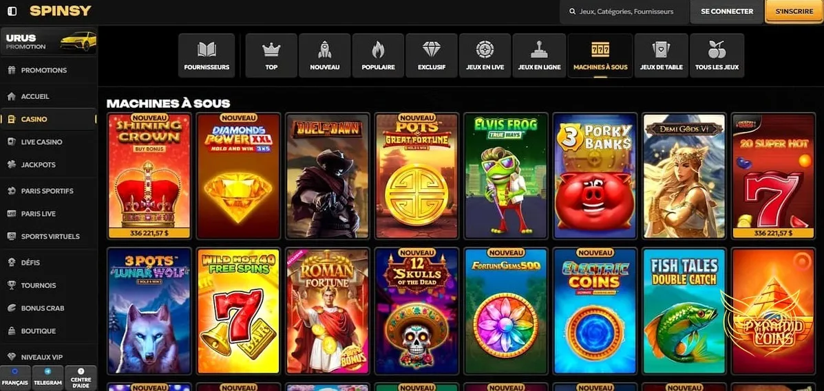 Vitrine de la boutique Spinsy Casino