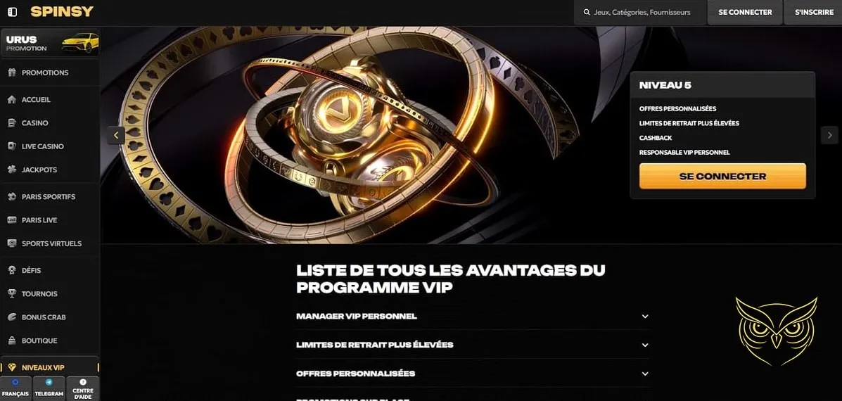 Processus d'inscription sur le casino Spinsy