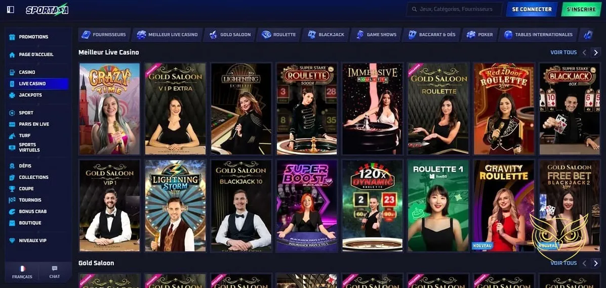 Capture d'écran des équipes fictives Sportaza Casino