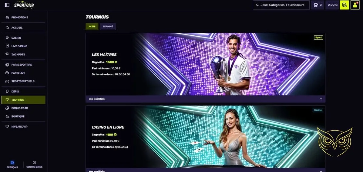 Formulaire d'inscription du casino Sportuna