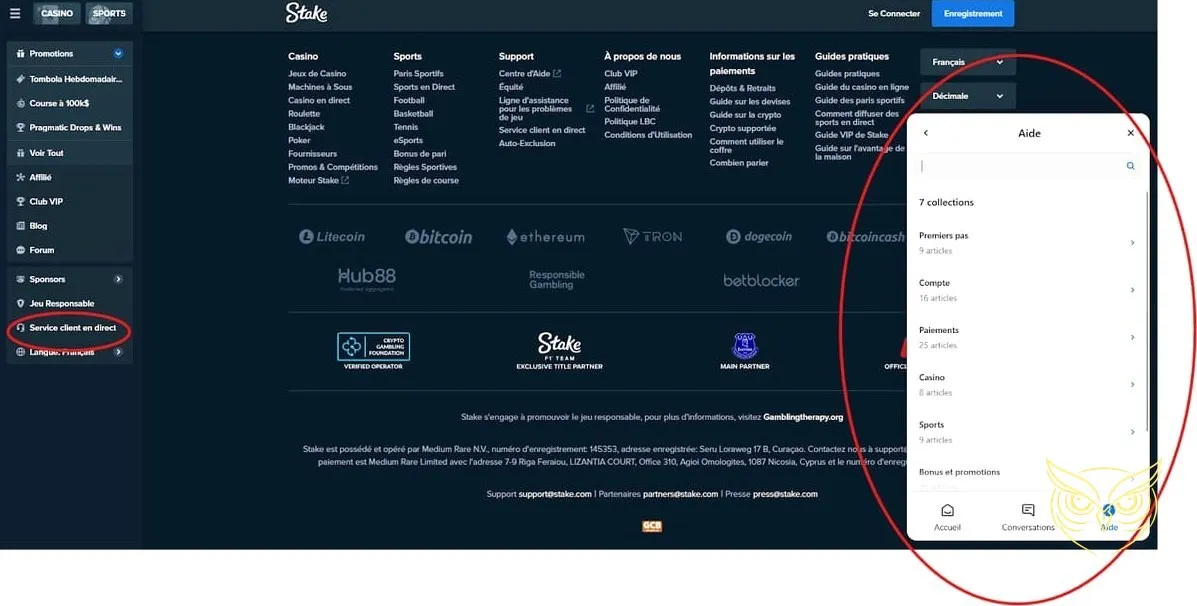 FAQ sur les dépôts crypto du Stake Casino