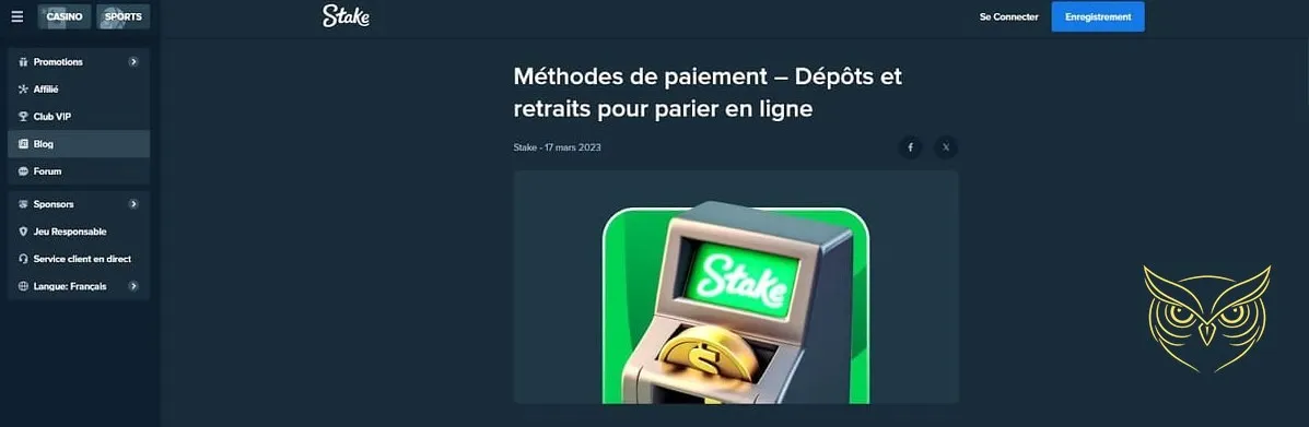 Interface de paris sur courses de chevaux Stake