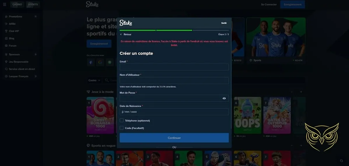 Page du programme d'affiliation Stake Casino