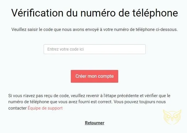 Message de vérification de compte Stakes terminée
