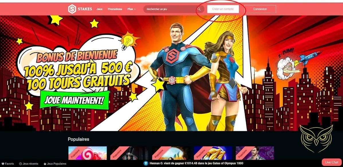 Offre de bonus de bienvenue Stakes Casino