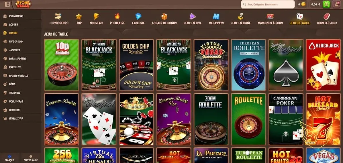 Page des promotions du casino Stone Vegas