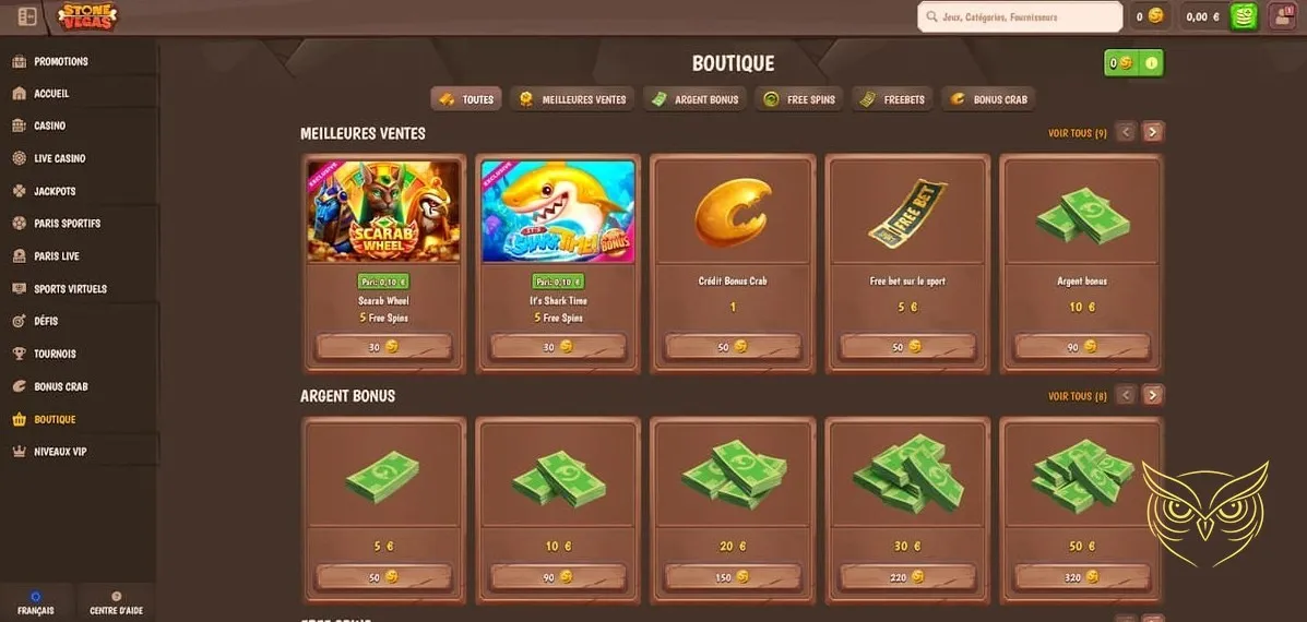 Section des jackpots chauds Stone Vegas Casino