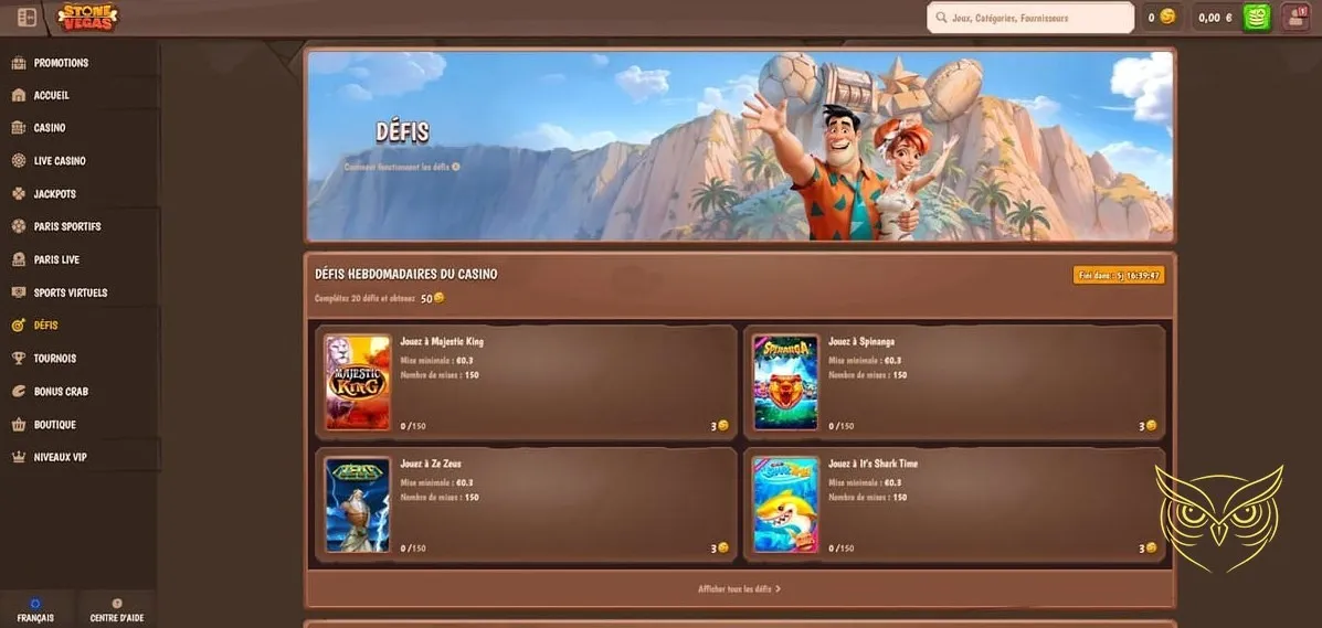 Écran des paris sportifs en direct Stone Vegas Casino