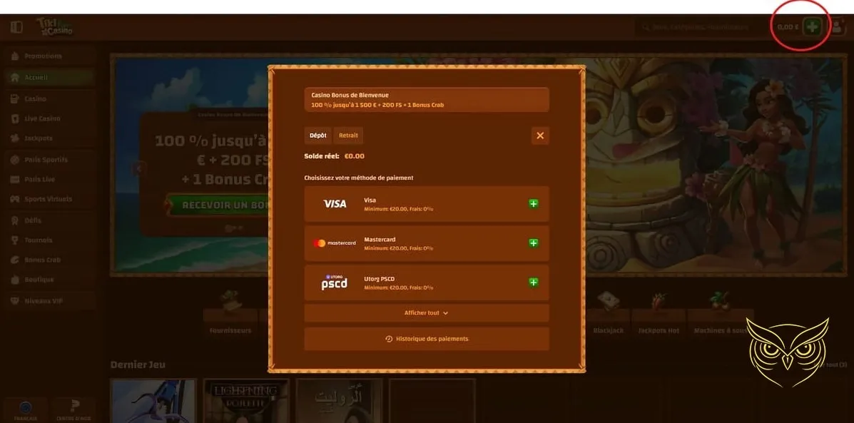 Icône de la section Paris sportifs de Tiki Casino