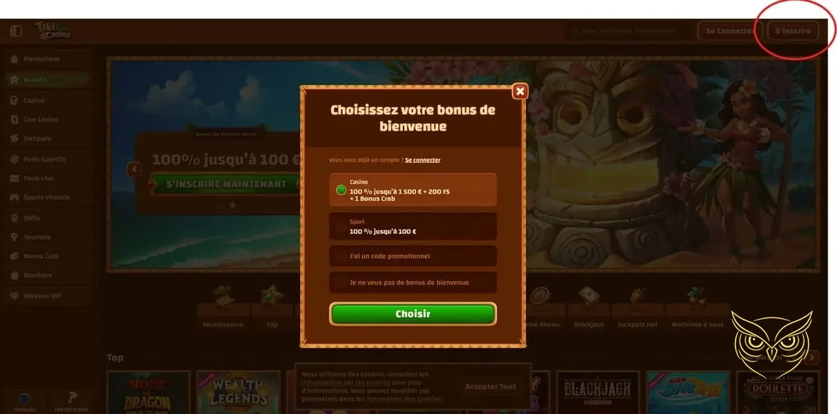 Icône de la section Paris en direct de Tiki Casino