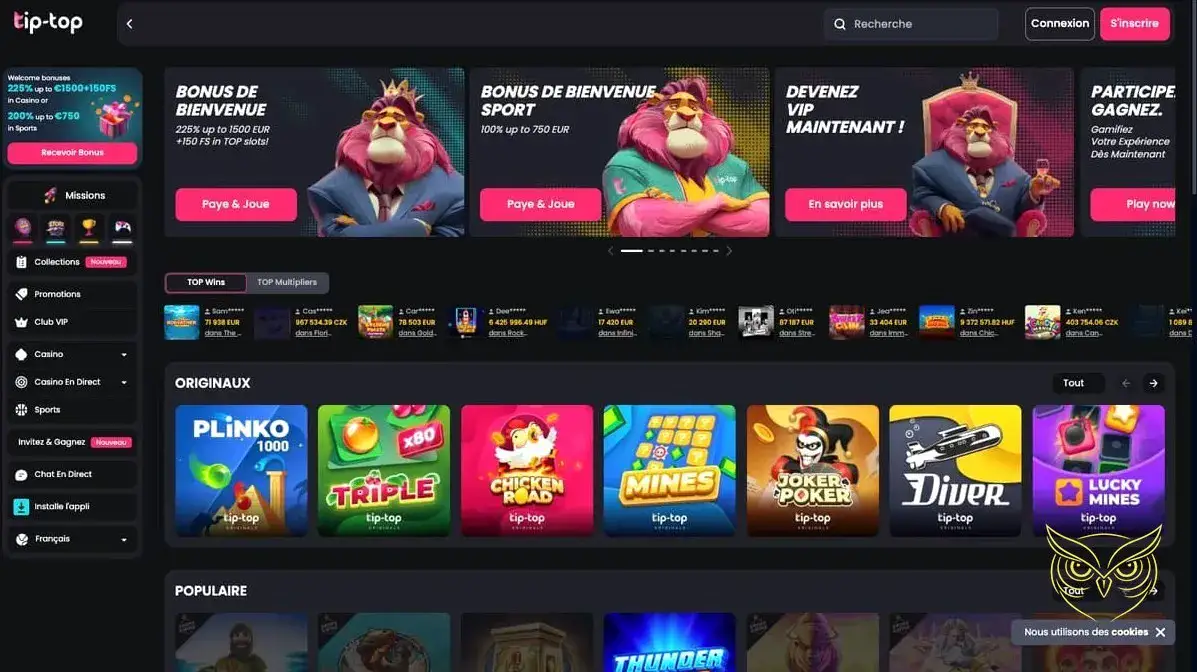 Logo officiel du casino Tip Top Bet.