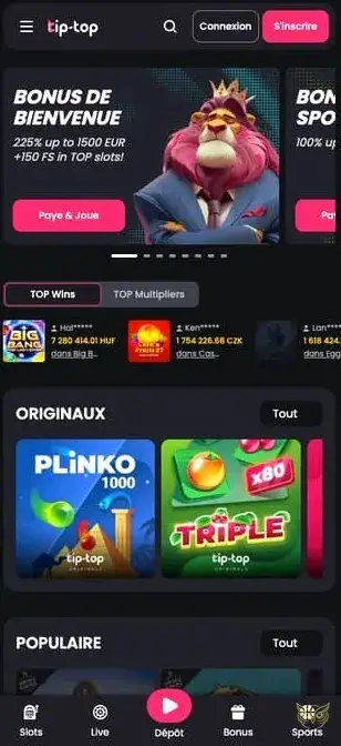 Icône de l'application mobile Tip Top Bet Casino.