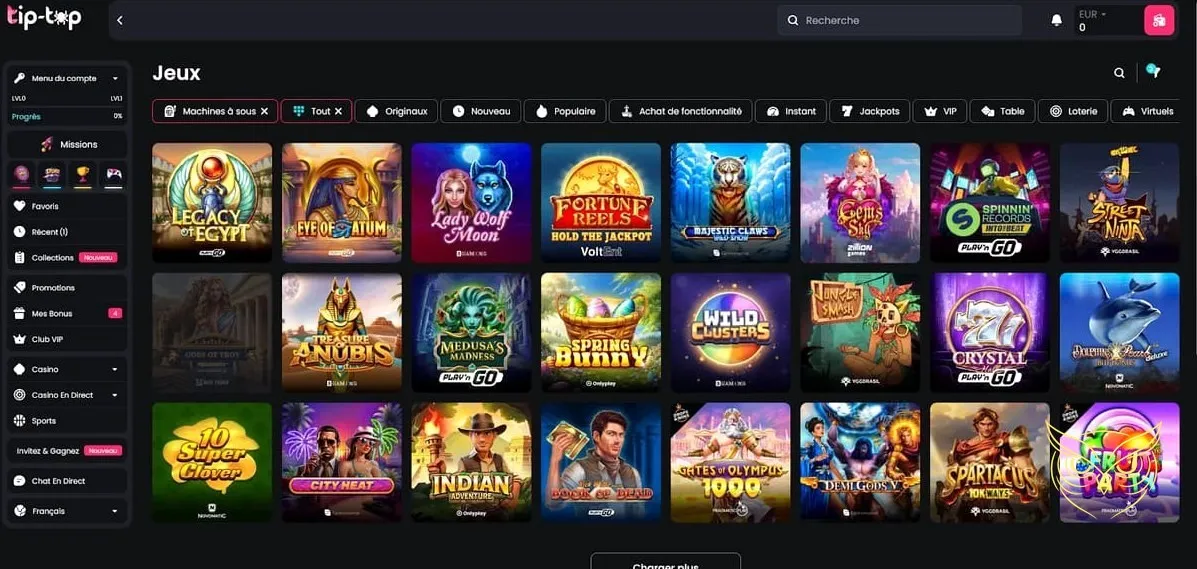 Illustration des missions quotidiennes Tip Top Bet Casino.