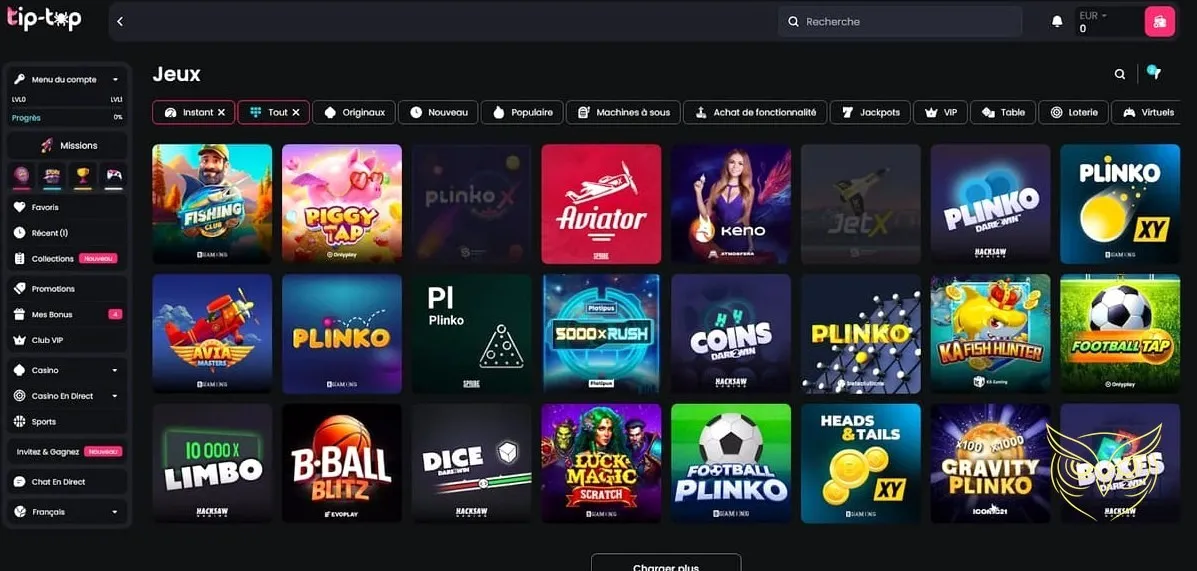 Logo du club VIP Tip Top Bet Casino.