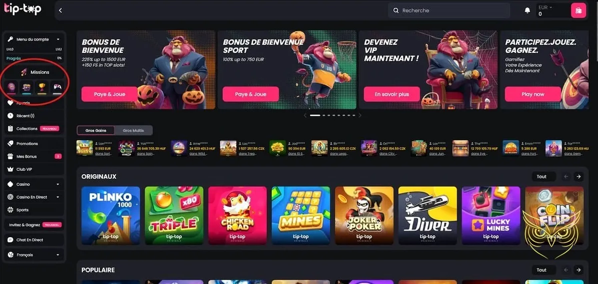 Icône du programme de parrainage Tip Top Bet Casino.