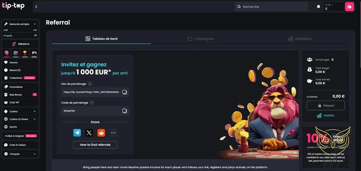 Icône de la section FAQ Tip Top Bet Casino.