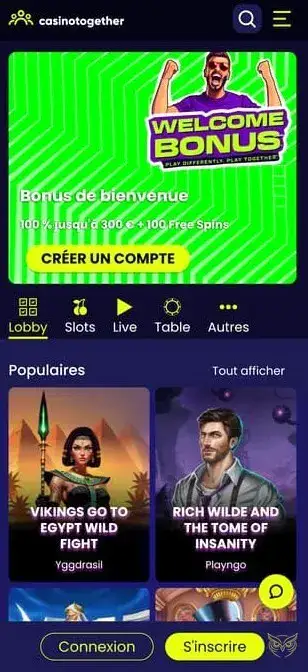 Capture d'écran de l'application Casino Together