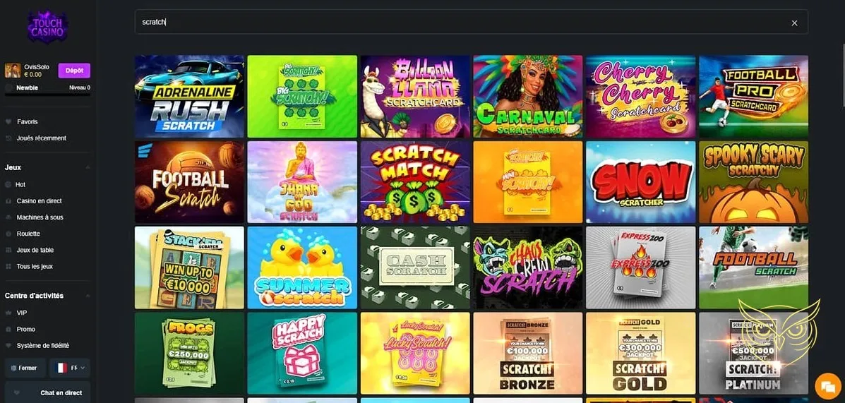 Sélection de machines à sous du casino Touch