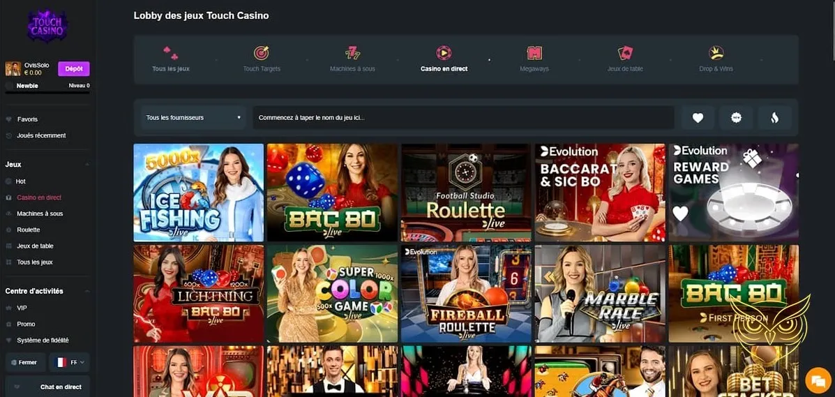 Détails du bonus de bienvenue Touch Casino