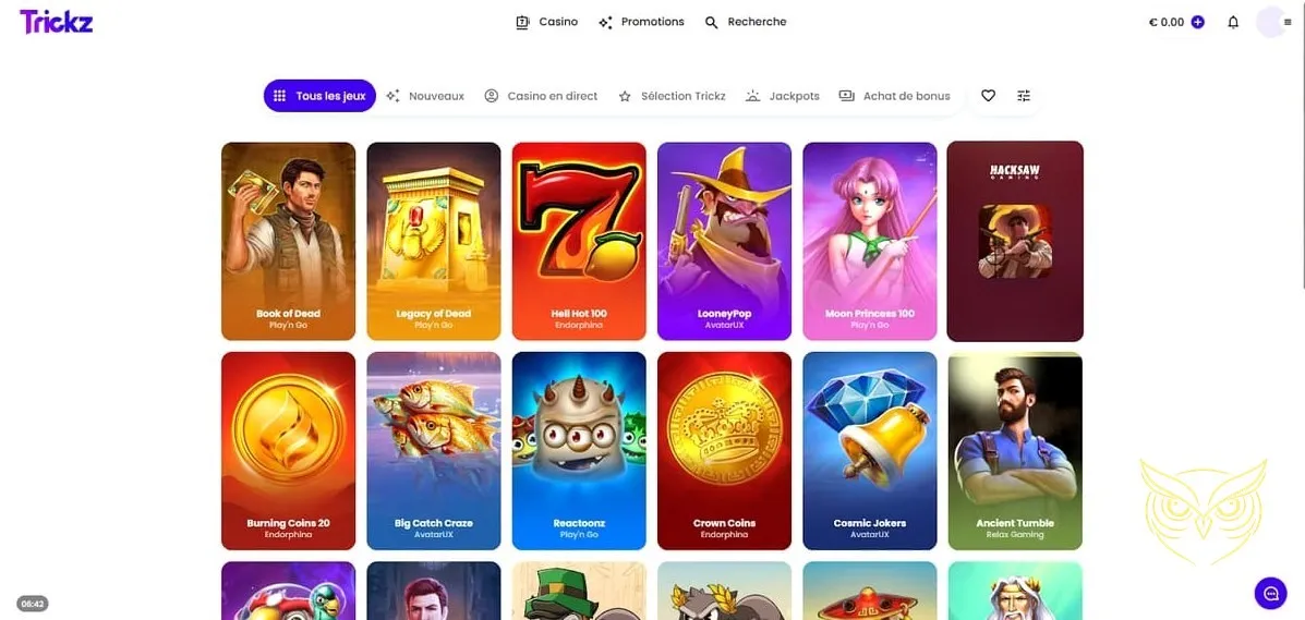 Bonus cashback hebdomadaire au casino Trickz