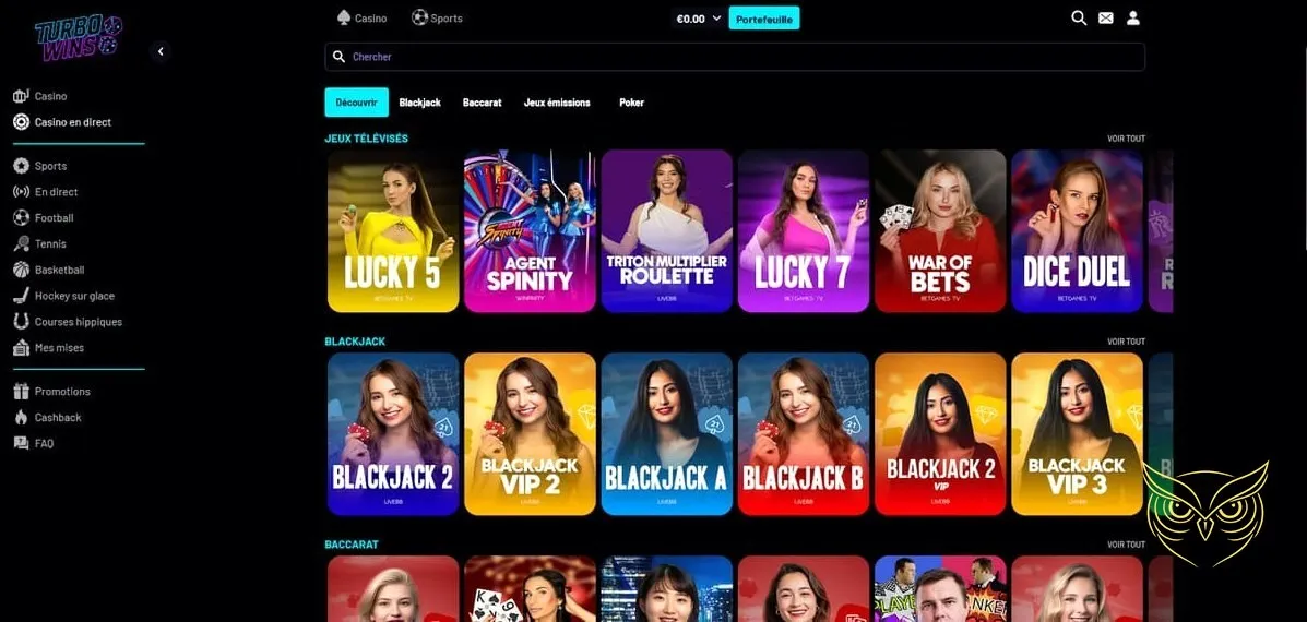 Aperçu des mini-jeux disponibles sur Turbo Wins Casino