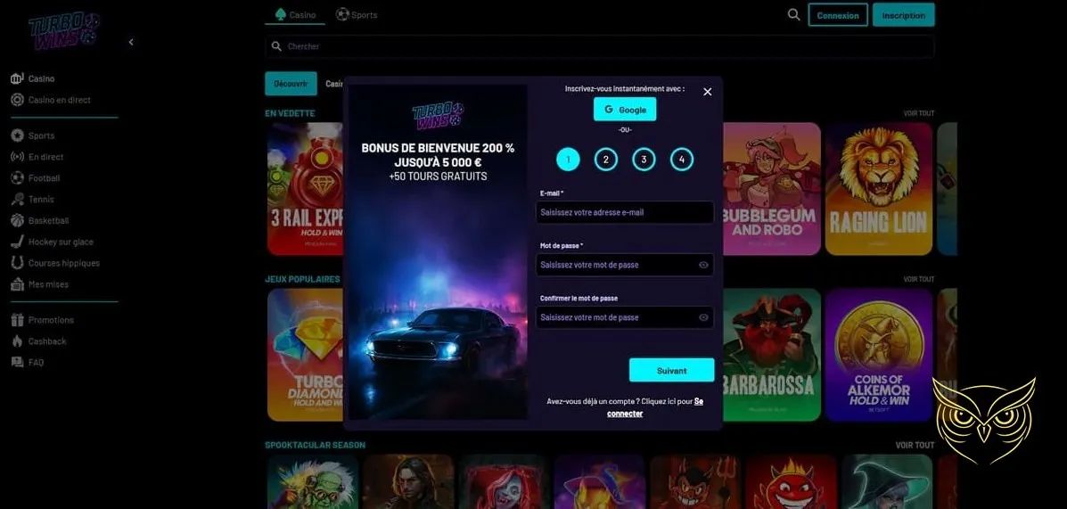 Offre de bonus de bienvenue Turbo Wins Casino