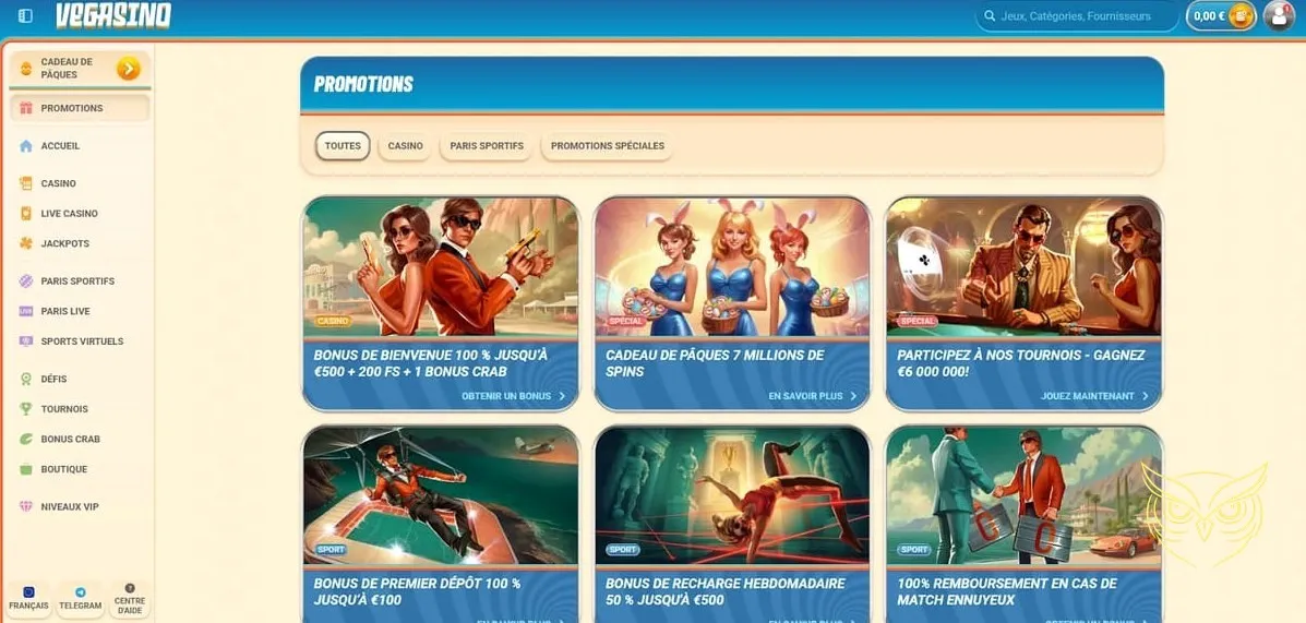 Avantages du Club VIP Vegasino Casino