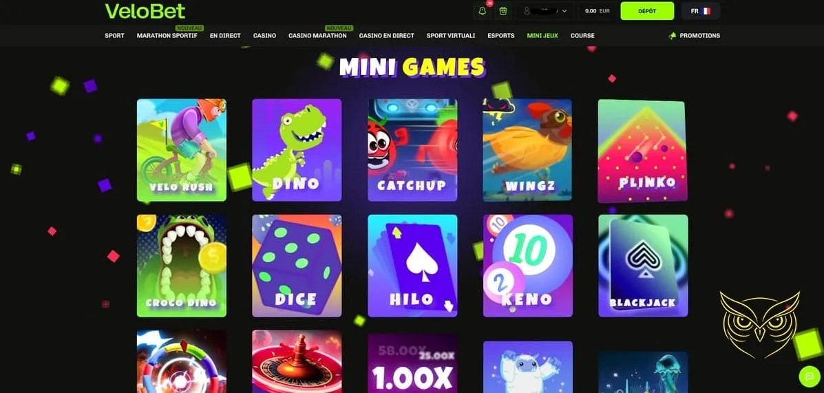 Icône de la section Dépôt de fonds Velobet Casino.