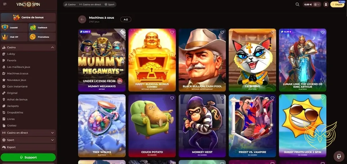 Formulaire d'inscription du casino Vincispin.