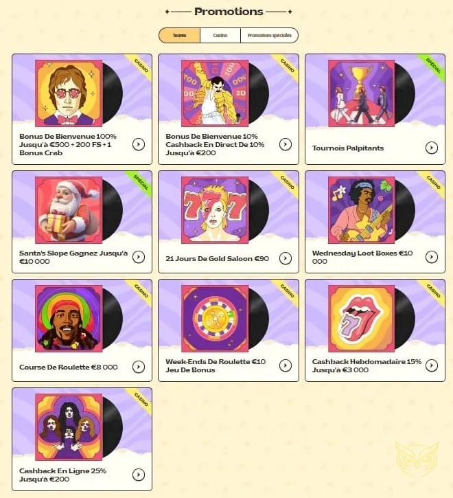 Interface du centre d'aide Vinyl Casino