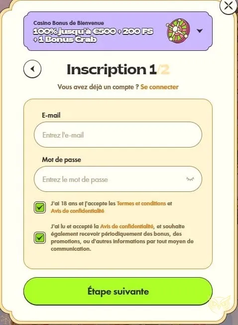 Page des bonus et promotions Vinyl Casino