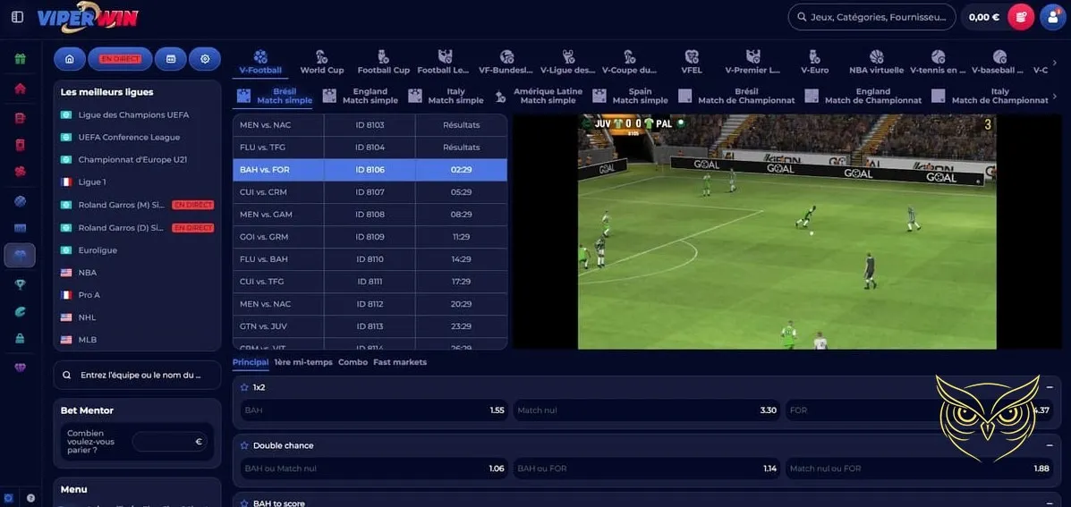 Capture d'écran du centre d'aide ViperWin Casino.