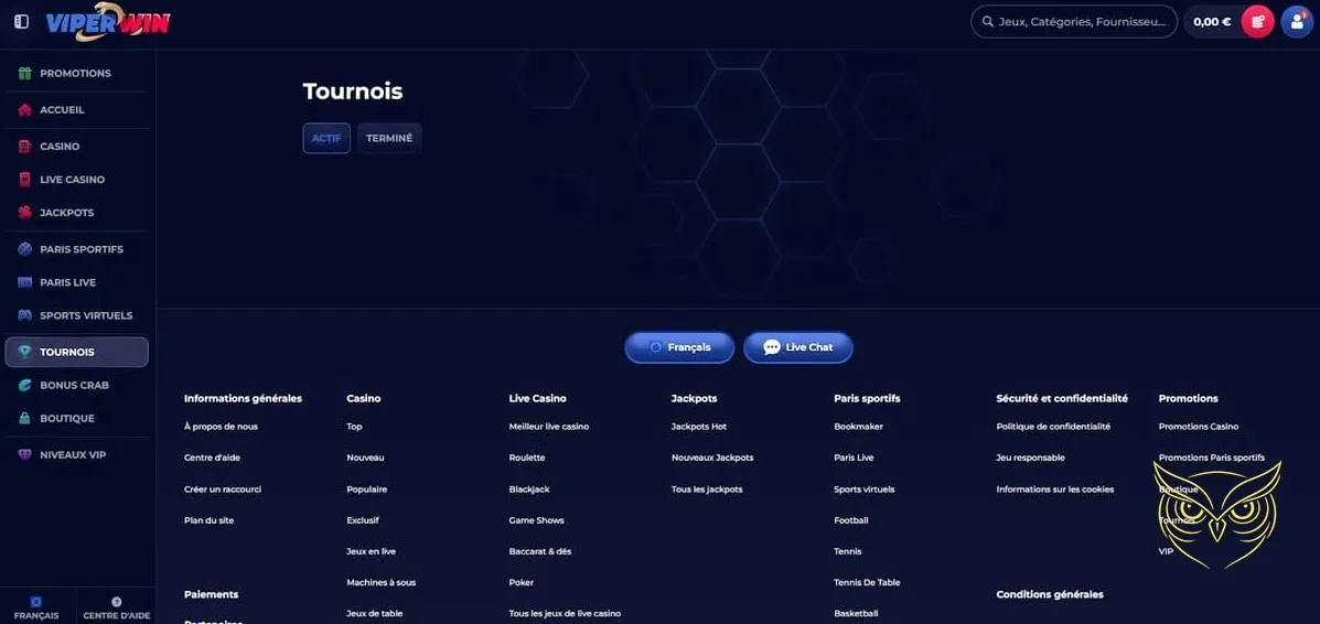 Formulaire d'inscription du casino ViperWin.