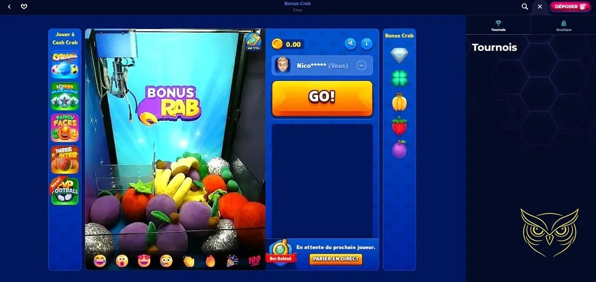 Capture d'écran de la section casino en direct ViperWin.