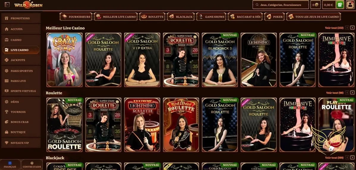 Calendrier des tournois WildRobin Casino