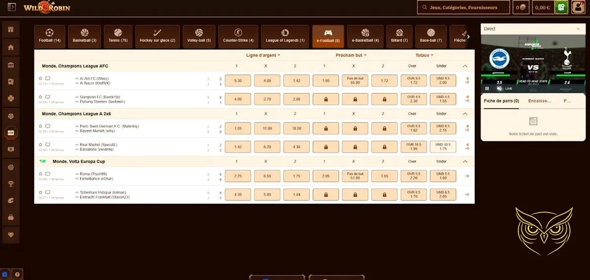 Section boutique du WildRobin Casino