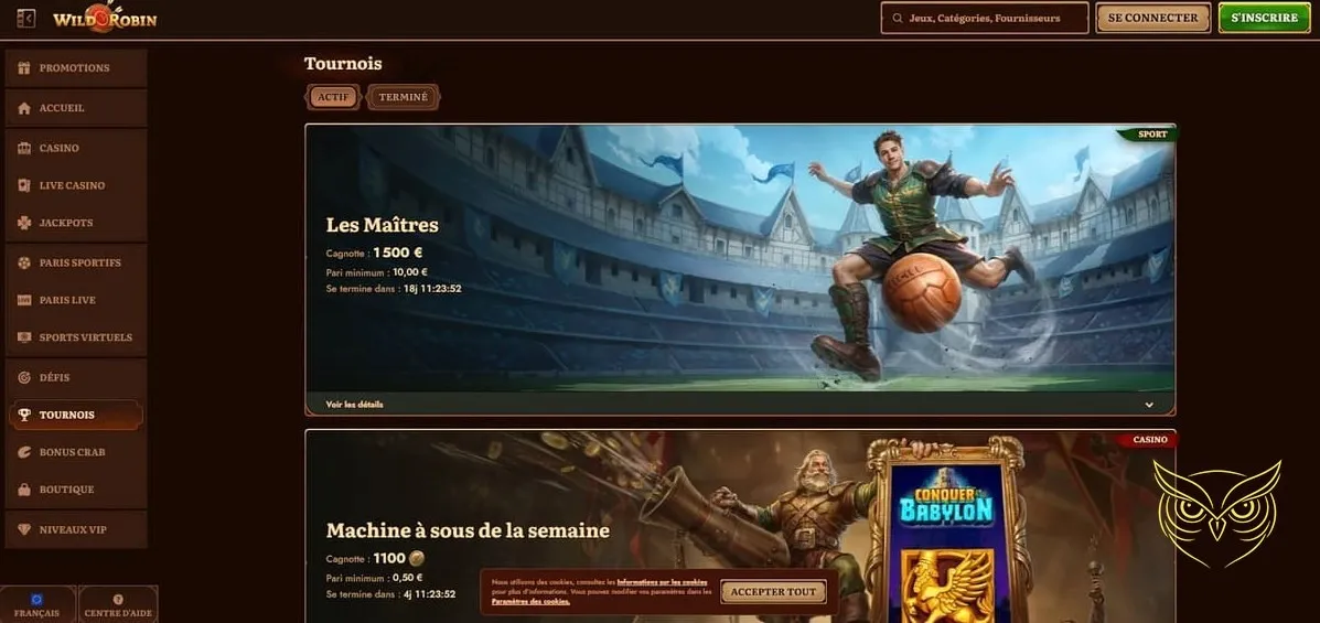 Formulaire d'inscription au WildRobin Casino