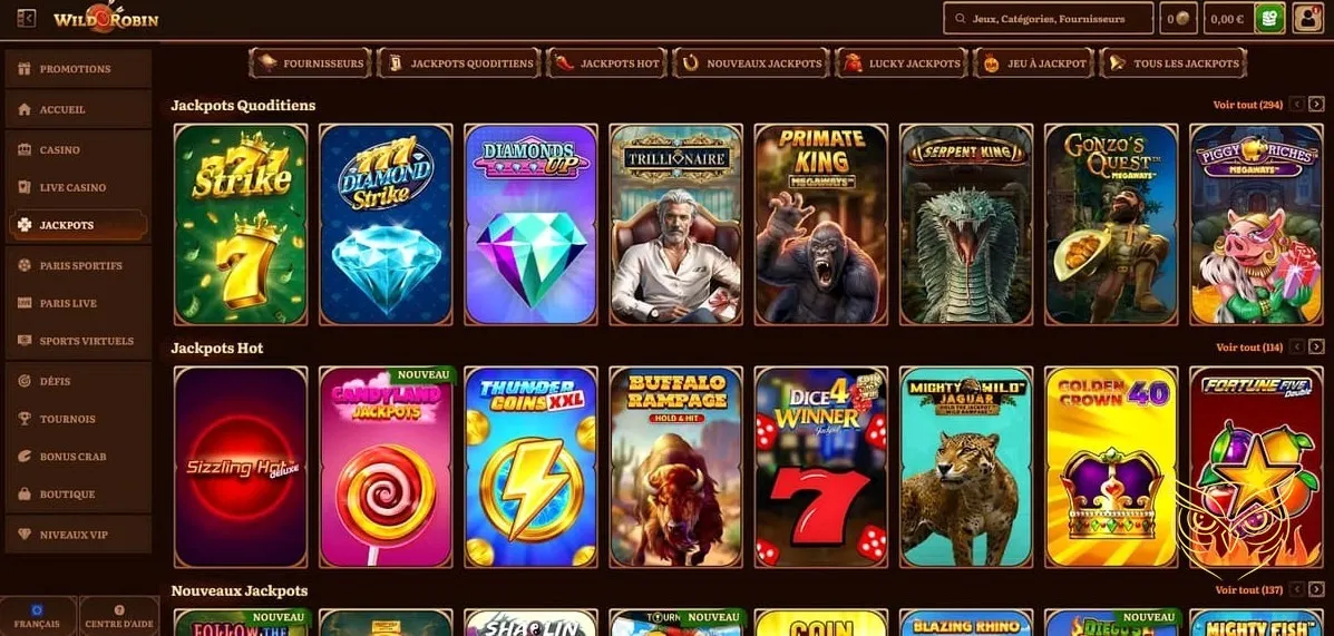 Offre de bonus de bienvenue WildRobin Casino