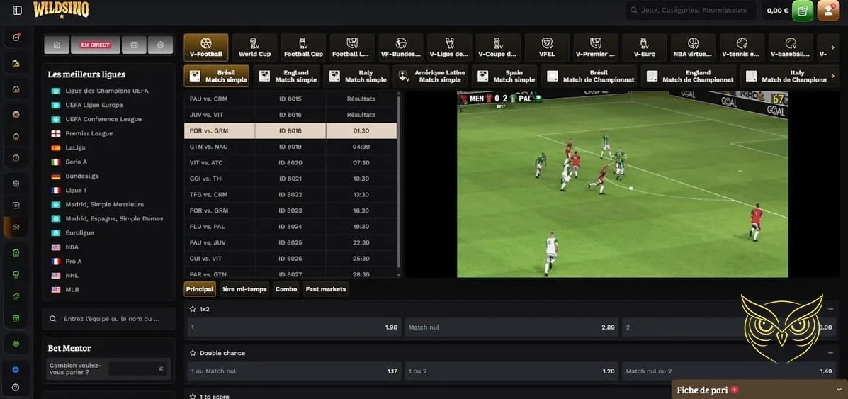 Page des promotions actuelles Wildsino Casino